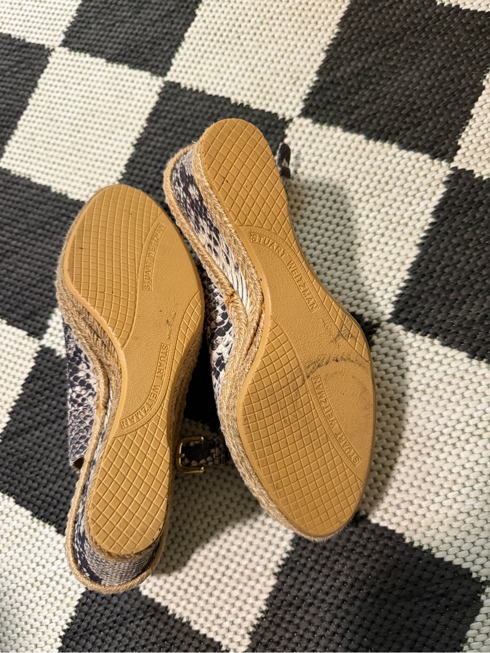 Stuart Weitzman Jean Snake-Embossed Leather Slingback Sandals 7.5 - Picture 9 of 10